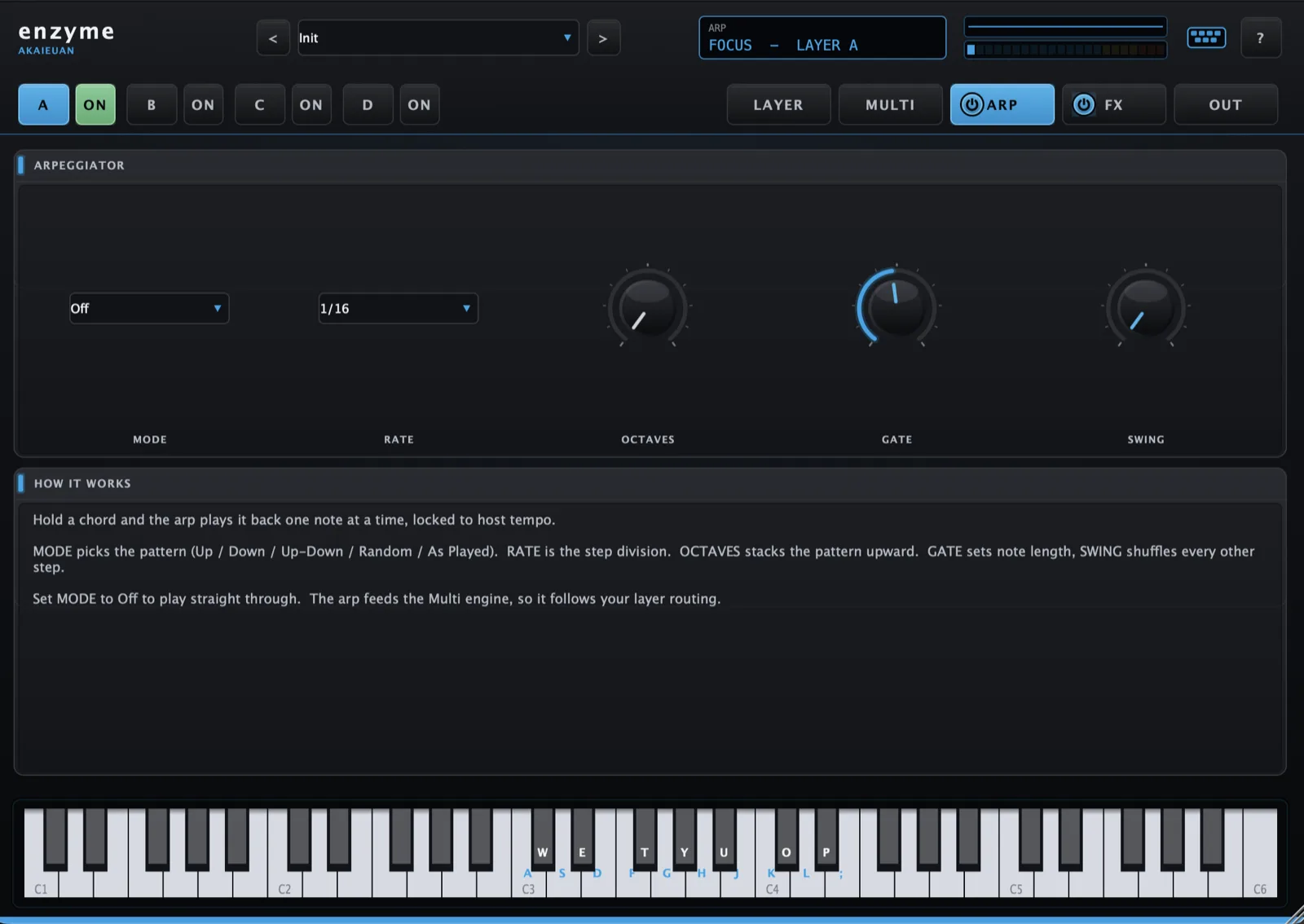Arp — host-synced arpeggiator